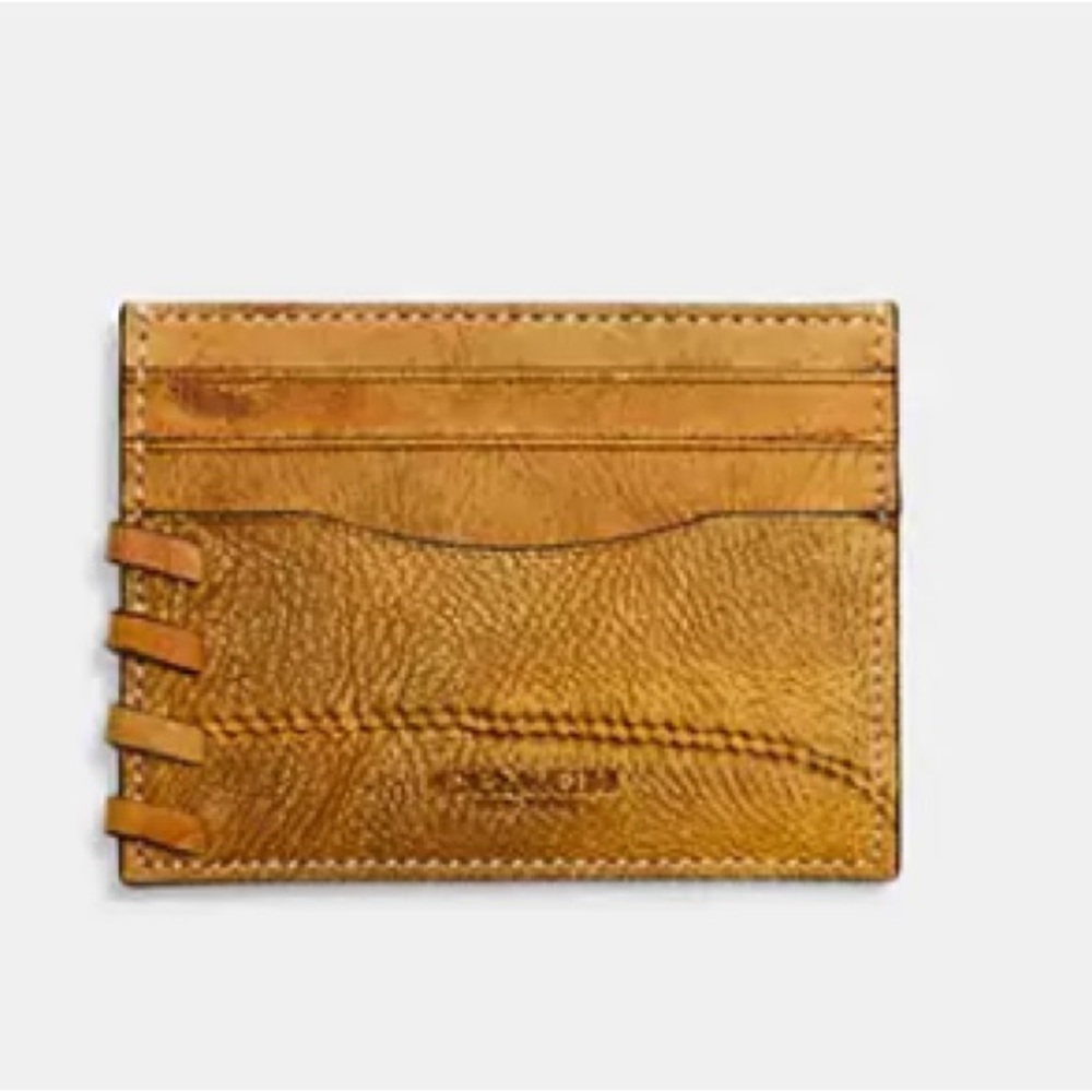 Coach card case upcycled baseball glove leather